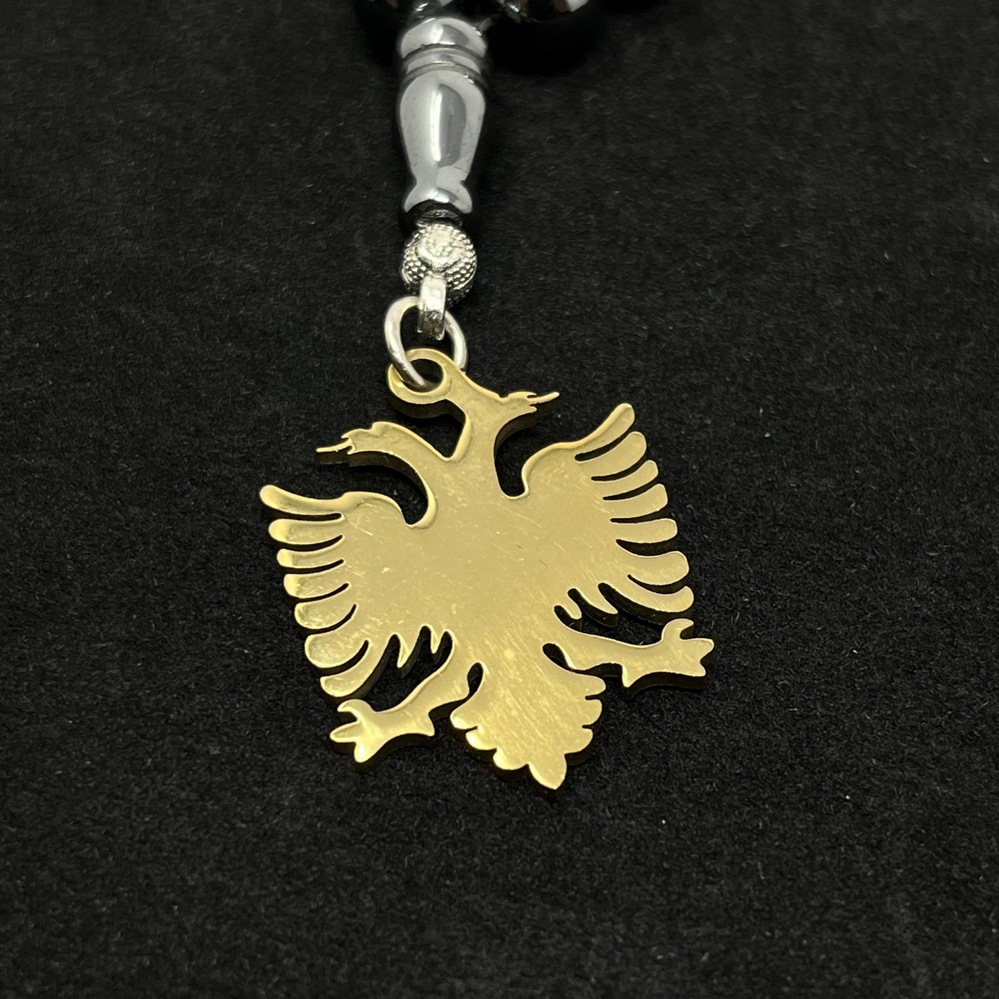 Albanien Hand-Tesbih – Hämatitschwarz (Doppeladler)