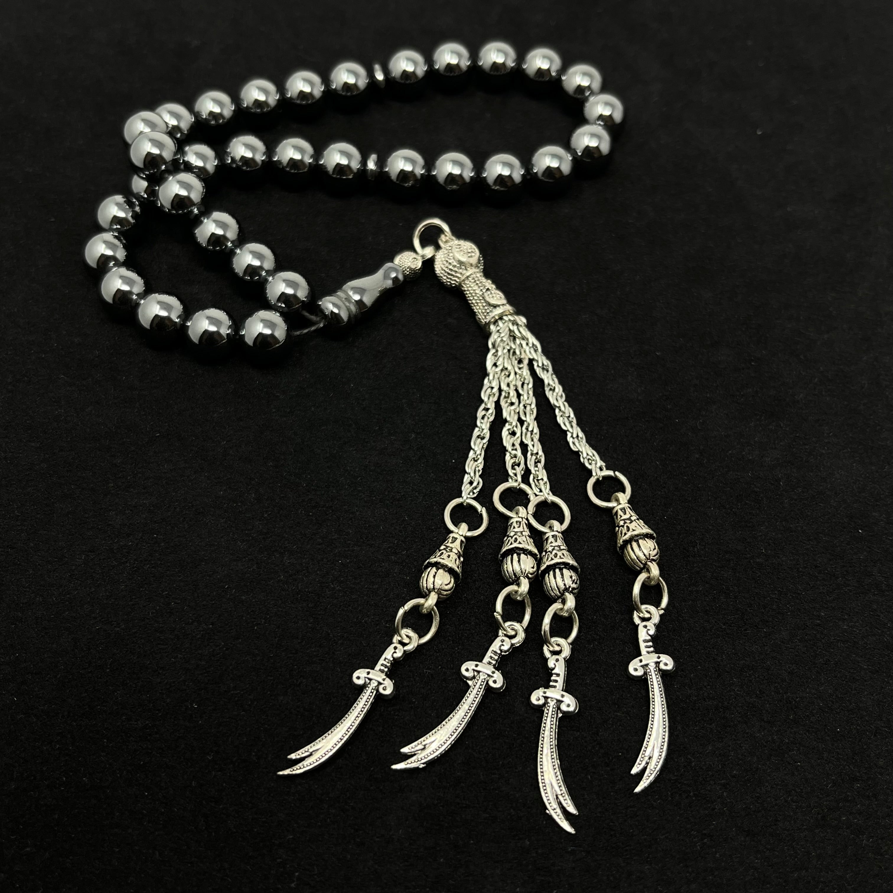 Zülfikar Hand-Tesbih – Hämatitschwarz